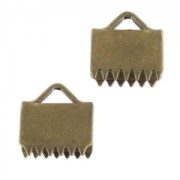 Crimp-end for ribbon 10mm Bronze tone x4|raw }}