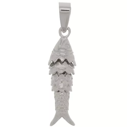 22x6mm 925 Sterling Silver Fish pendant with closed ring x1