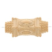 17x7mm Worked ethnic tube bead with small balls - 3 microns Gold plated x1