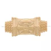 17x7mm Worked ethnic tube bead with small balls - 3 microns Gold plated x1