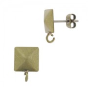 Earstuds square 8mm Bronze tone x2