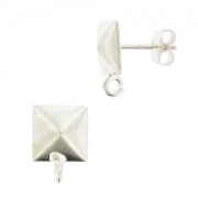 Earstuds square 8mm Silver tone x2