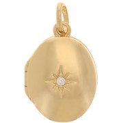 20x15mm Photo Frame Pendant with zirconium oxide - 3 Micron Gold Plated x1|raw }}