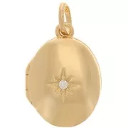 20x15mm Photo Frame Pendant with zirconium oxide - 3 Micron Gold Plated x1