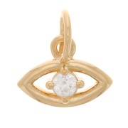 7x10mm Eye Charm with zirconium oxide - Crystal - 3 Micron Gold Plated x1