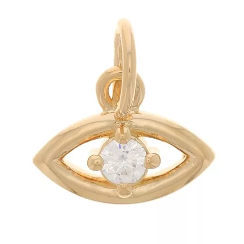 7x10mm Eye Charm with zirconium oxide - Crystal - 3 Micron Gold Plated x1
