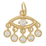 12x13mm Eye charm with zirconium oxide - Crystal - 3 Micron Gold Plated x1