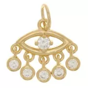 12x13mm Eye charm with zirconium oxide - Crystal - 3 Micron Gold Plated x1