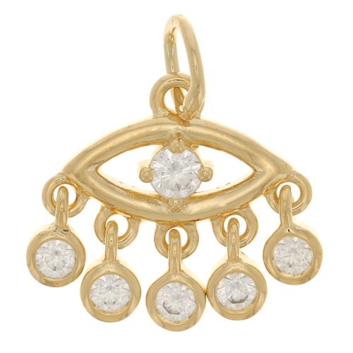 12x13mm Eye charm with zirconium oxide - Crystal - 3 Micron Gold Plated x1
