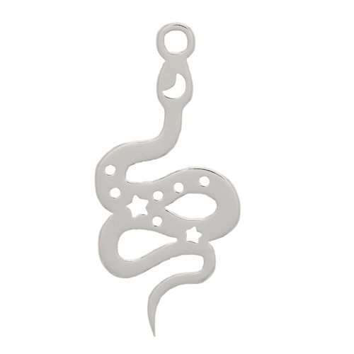 17x8mm 925 Sterling Silver Snake charm - stars & moon x1
