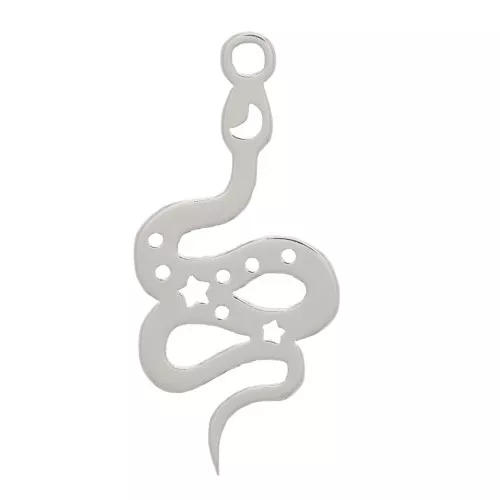17x8mm 925 Sterling Silver Snake charm - stars & moon x1