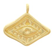 13x15mm Irregular diamond charm - eye pattern - 3 microns gold plated x1|raw }}