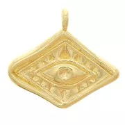 13x15mm Irregular diamond charm - eye pattern - 3 microns gold plated x1