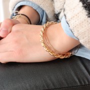 6.8x195mm Twisted jonc Bracelet - 3 Micron Gold Plated x1