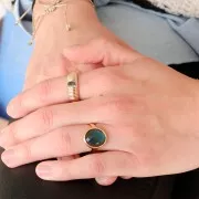 Ring with faceted glass stone - Size 52 - 3 microns Gold plated - Blue x1