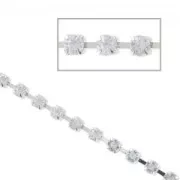 chain with acryl rhinestones 3mm Crystal rhodium tone x1m