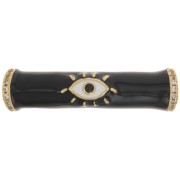 33x8mm Curved tube bead in epoxy resin & zirconium oxide  eye pattern - Gold - Black x1|raw }}