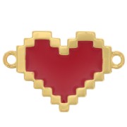 16x11mm Spacer with epoxy resin - Gold Tone - Red x1|raw }}