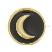 11mm moon pattern Round bead - epoxy resin - Gold Tone - Black x1|raw }}