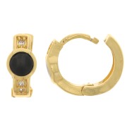 14mm Leverback earrings with epoxy resin and zirconium oxide - Fine Gold plated - Black x1|raw }}