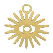 10mm - 304 Stainless Steel Sun Charm - Gold Tone x1