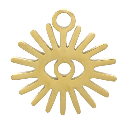 10mm - 304 Stainless Steel Sun Charm - Gold Tone x1