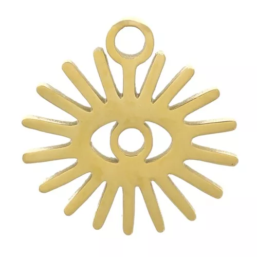 10mm - 304 Stainless Steel Sun Charm - Gold Tone x1