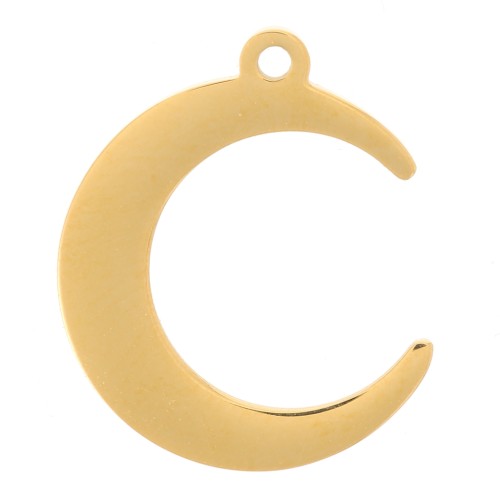 16.5x13.5 mm 304 Stainless Steel Moon Charm - Gold Tone x1