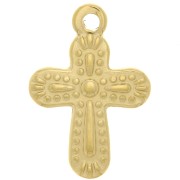 19x13mm 304 Stainless Steel Textured Cross Charm - Gold Tone x1|raw }}