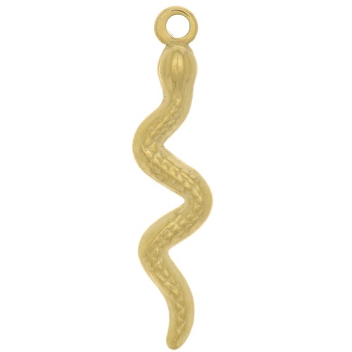 28x6mm 304 Stainless Steel Snake Pendant - Gold Tone x1