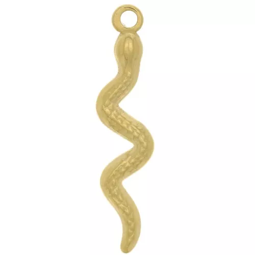 28x6mm 304 Stainless Steel Snake Pendant - Gold Tone x1