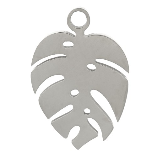 13x9mm Stainless Steel 304 Philodendron Leaf Charm x1