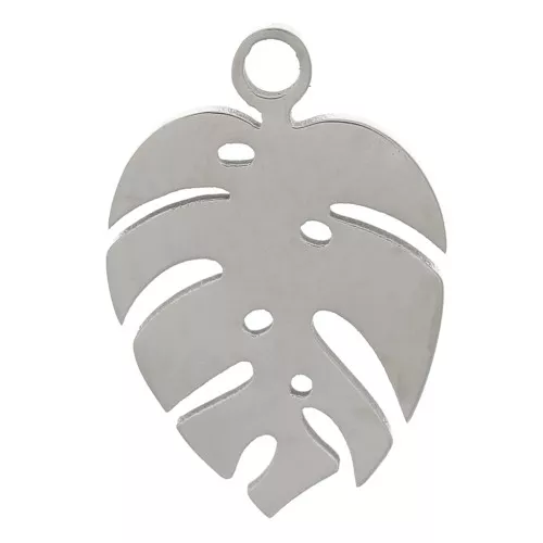 13x9mm Stainless Steel 304 Philodendron Leaf Charm x1