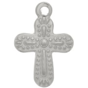 19x13mm 304 Stainless Steel Textured Cross Charm x1