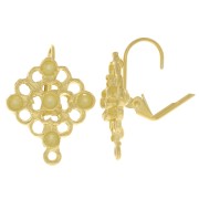 22x18mm Diamond effect leverback earrings for 3mm cabochon 1028 - Gold plated x1|raw }}