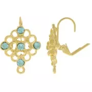 22x18mm Diamond effect leverback earrings for 3mm cabochon 1028 - Gold plated x1