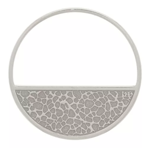 18mm 925 Sterling Silver Round hollow and hammered pendant x1