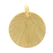 13mm 925 Sterling Silver Round Striped Charm - Gold Tone x1