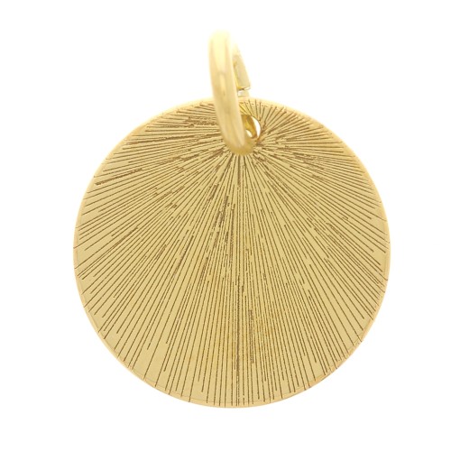 13mm 925 Sterling Silver Round Striped Charm - Gold Tone x1