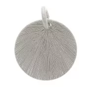 13mm 925 Sterling Silver Round Striped Charm x1
