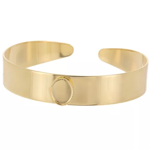 12x170mm Bracelet setting for 10x8mm oval cabochon - Fine Gold plated x1