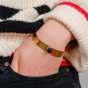 12x170mm Bracelet setting for 10x8mm oval cabochon - Fine Gold plated x1