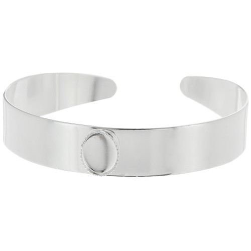 12x170mm Bracelet setting for 10x8mm oval cabochon - Silver Tone x1
