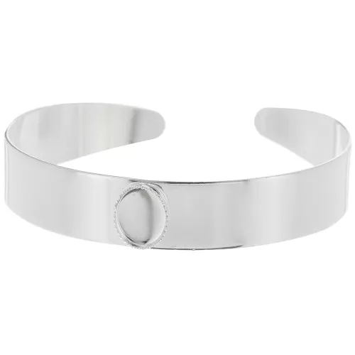 12x170mm Bracelet setting for 10x8mm oval cabochon - Silver Tone x1