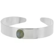 12x170mm Bracelet setting for 10x8mm oval cabochon - Silver Tone x1