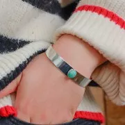 12x170mm Bracelet setting for 10x8mm oval cabochon - Silver Tone x1