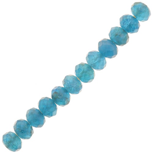 4x3mm Round flattened faceted beads in gemstone - Apatite x20