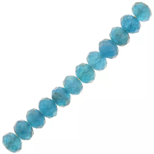 4x3mm Round flattened faceted beads in gemstone - Apatite x20