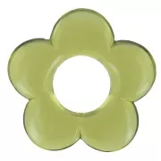 21mm Flower pendant in transparent resin - Olive x1