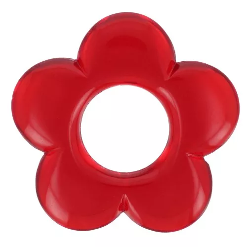 21mm Flower pendant in transparent resin - Red x1